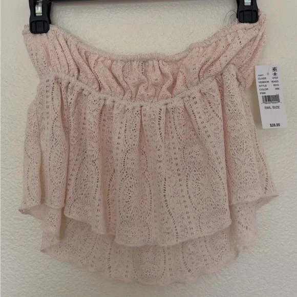 PacSun Pink Lace Strapless Top - Picture 3 of 6